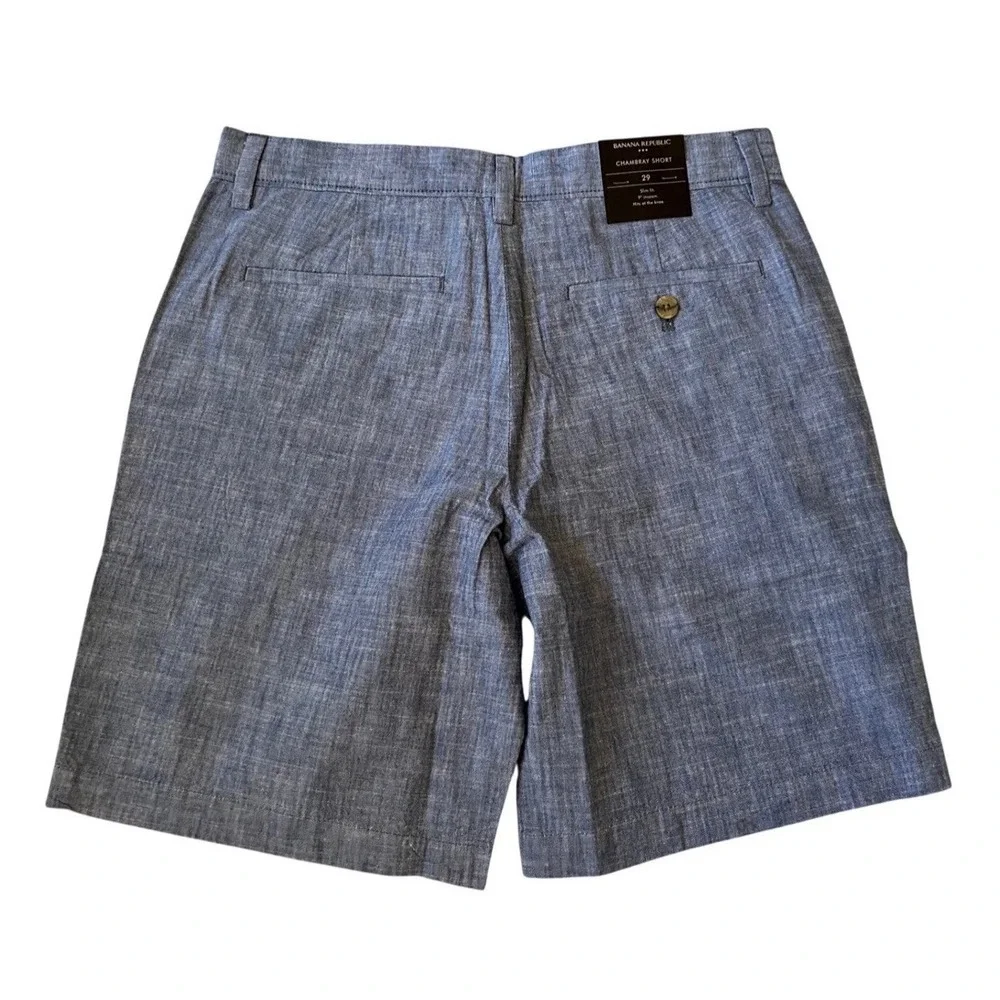 BRAND NEW! Banana‎ Republic Mens 29 Chambray Shorts Blue Slim Fit 9 Inch Inseam